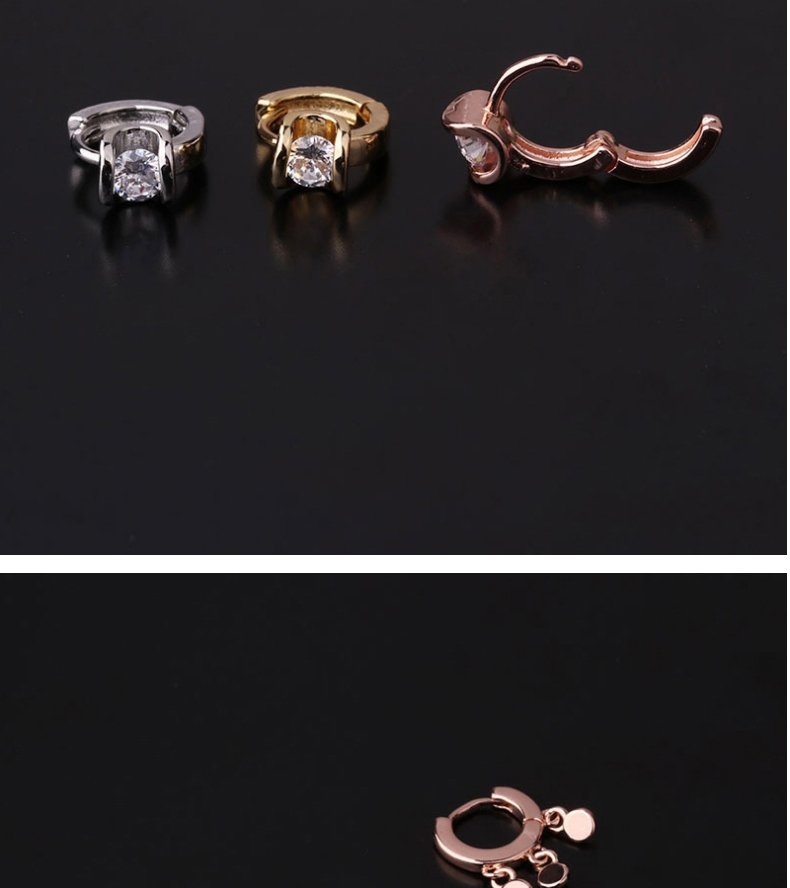 Fashion Gold 8# Geometric Irregular Gold-plated Copper Single Earring With Diamonds,Earrings