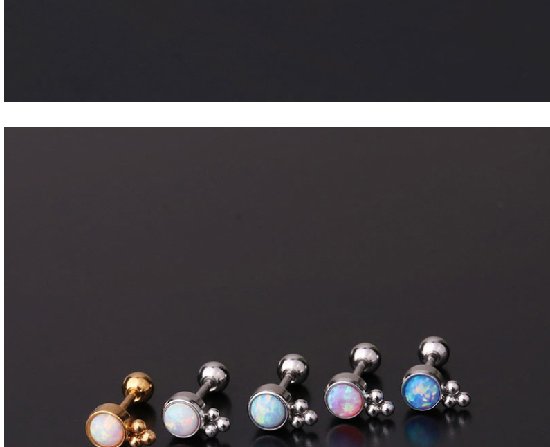 Fashion Silver Color 2 Stainless Steel Inlaid Aussie Round Screw Ball Earrings,Earrings