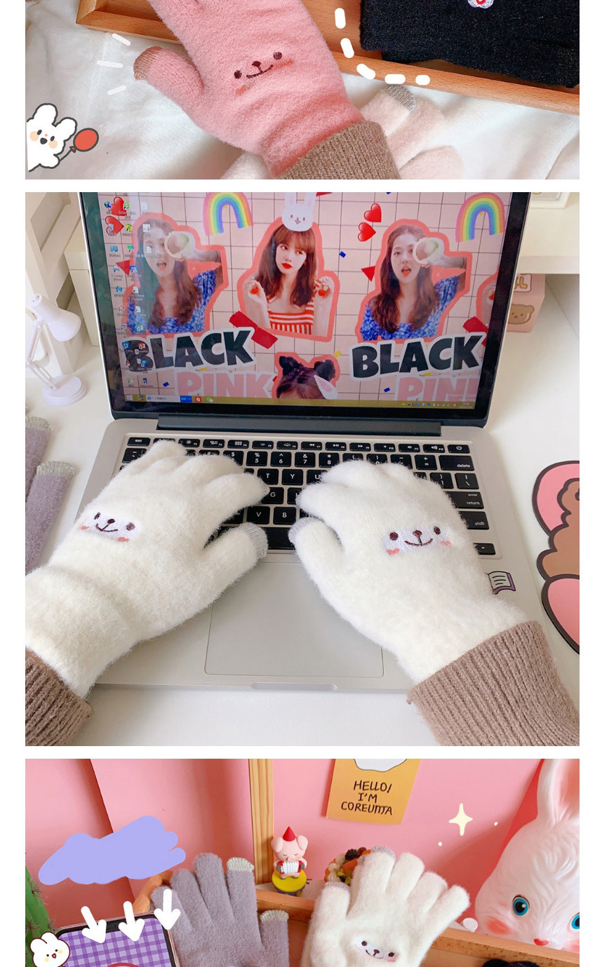 Fashion Khaki Smiley Five-finger Touch Screen Gloves,Gloves