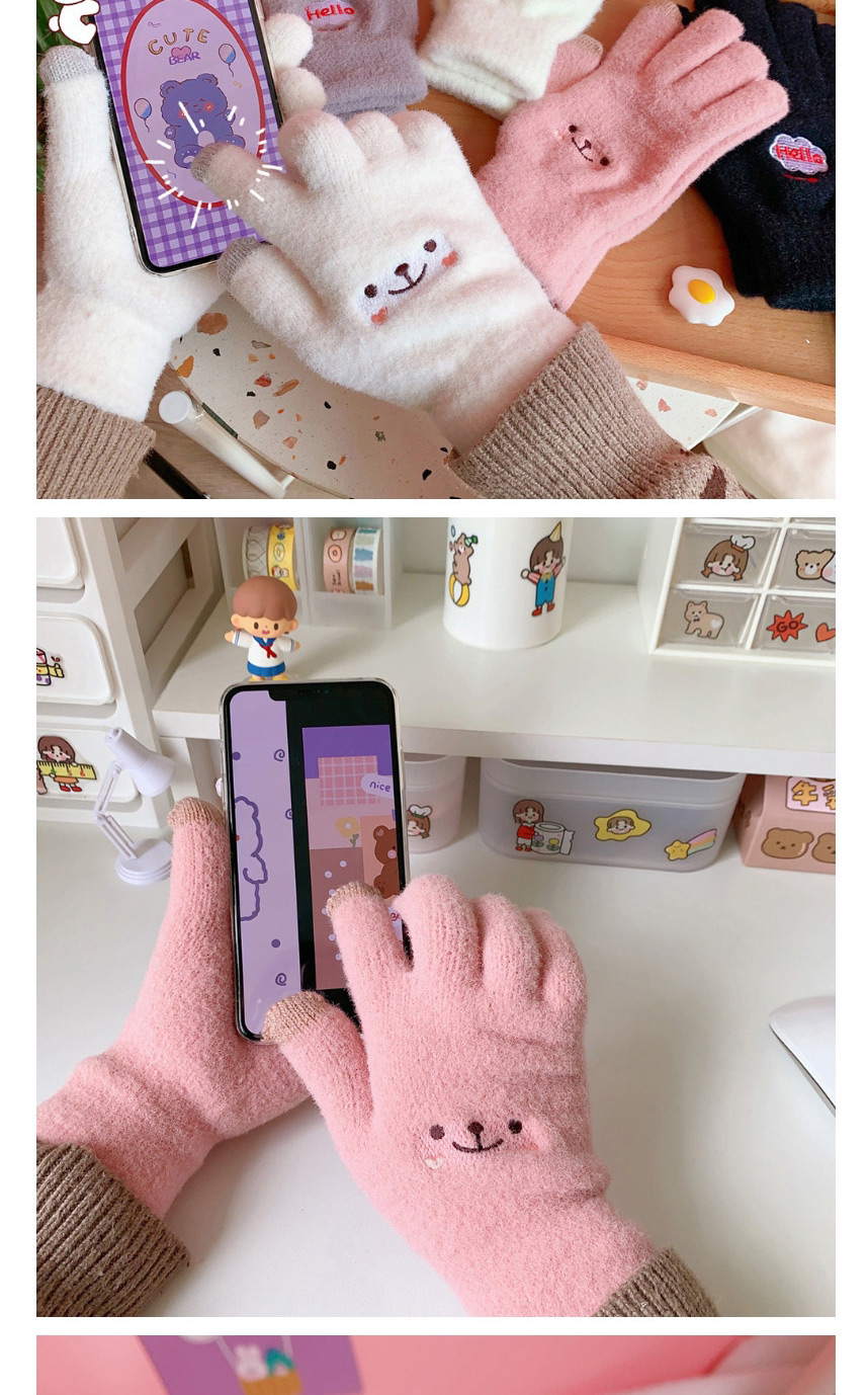 Fashion Off-white Smiley Five-finger Touch Screen Gloves,Gloves