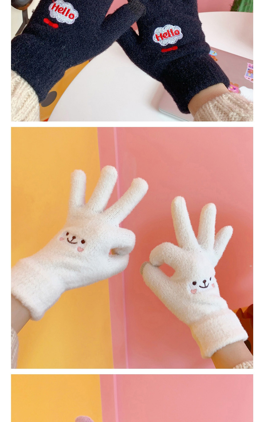 Fashion Off-white Smiley Five-finger Touch Screen Gloves,Gloves