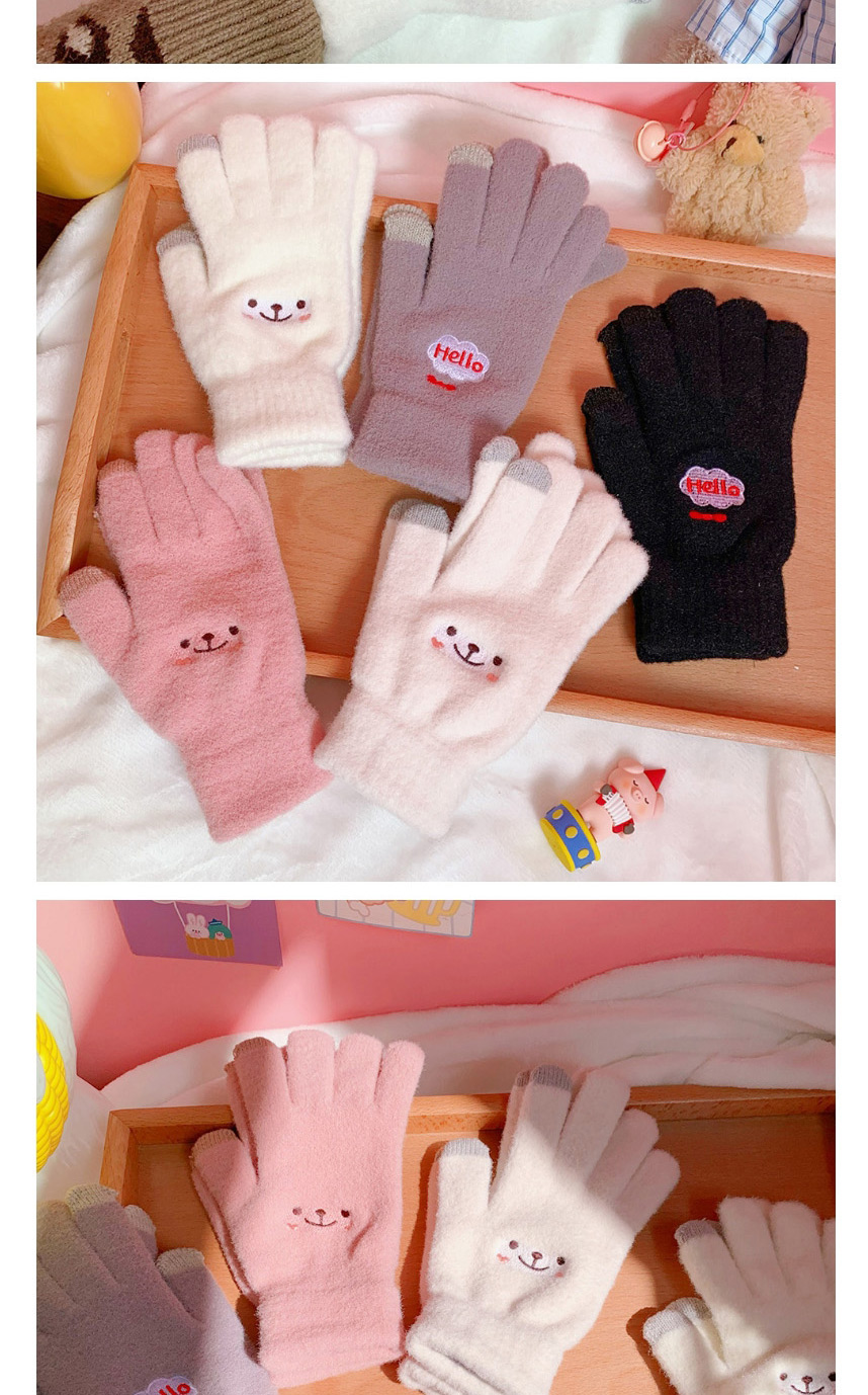 Fashion Khaki Smiley Five-finger Touch Screen Gloves,Gloves