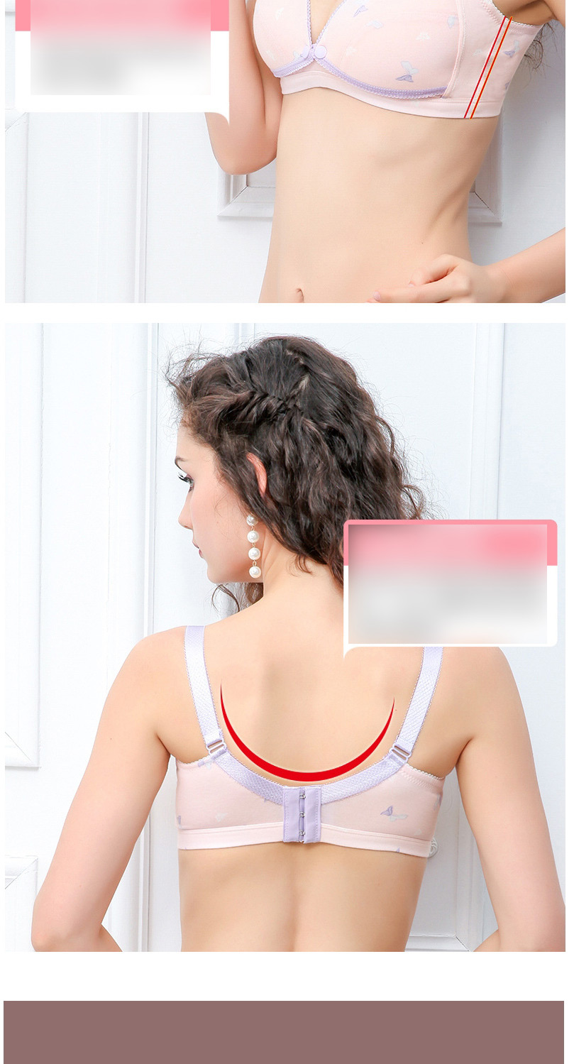 Fashion Pink Stripes Cotton Breastfeeding Bra Without Steel Ring Front Opening,SLEEPWEAR & UNDERWEAR