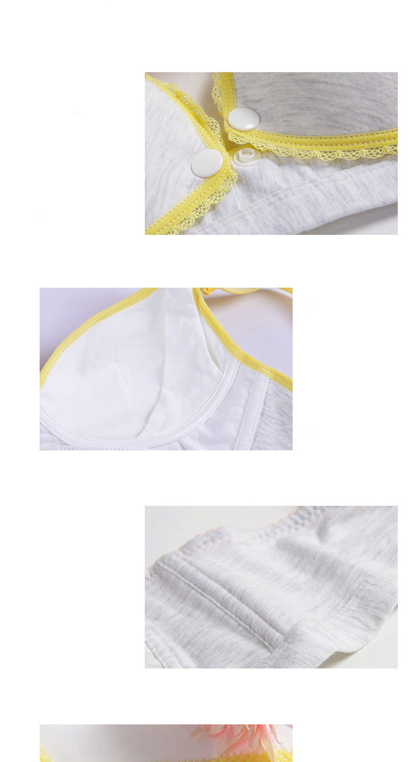 Fashion Gray Stripes Cotton Breastfeeding Bra Without Steel Ring Front Opening,SLEEPWEAR & UNDERWEAR