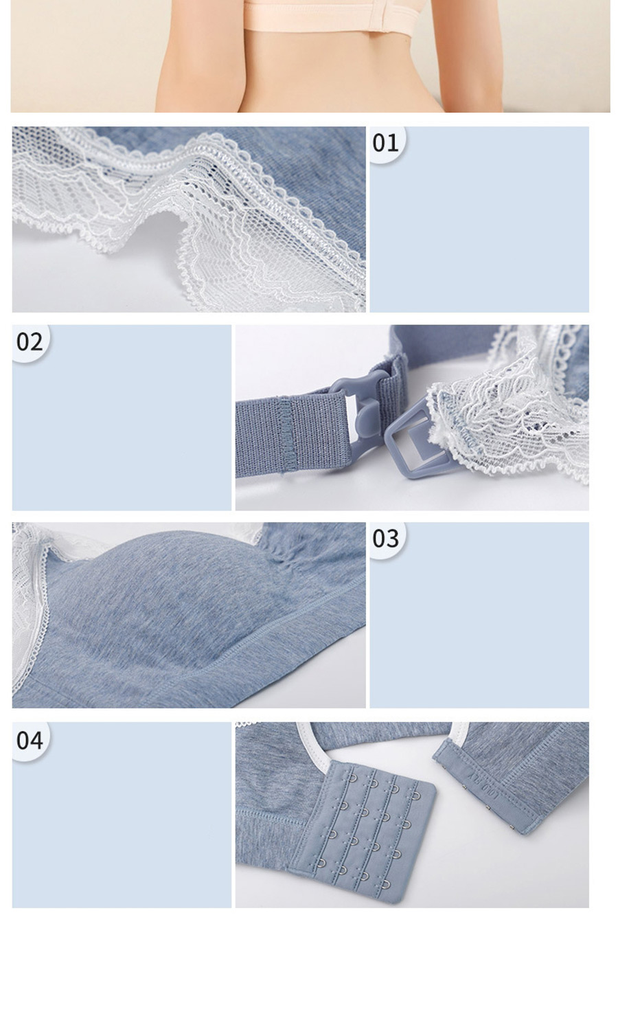 Fashion Hemming Khaki Stripes Non-wire Gathers Cotton Nursing Bra,SLEEPWEAR & UNDERWEAR
