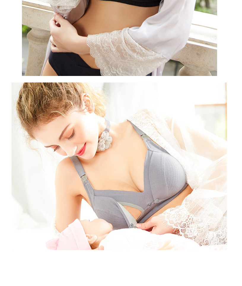 Fashion Gray (pit Strip) Non-wire Gathers Cotton Nursing Bra,SLEEPWEAR & UNDERWEAR
