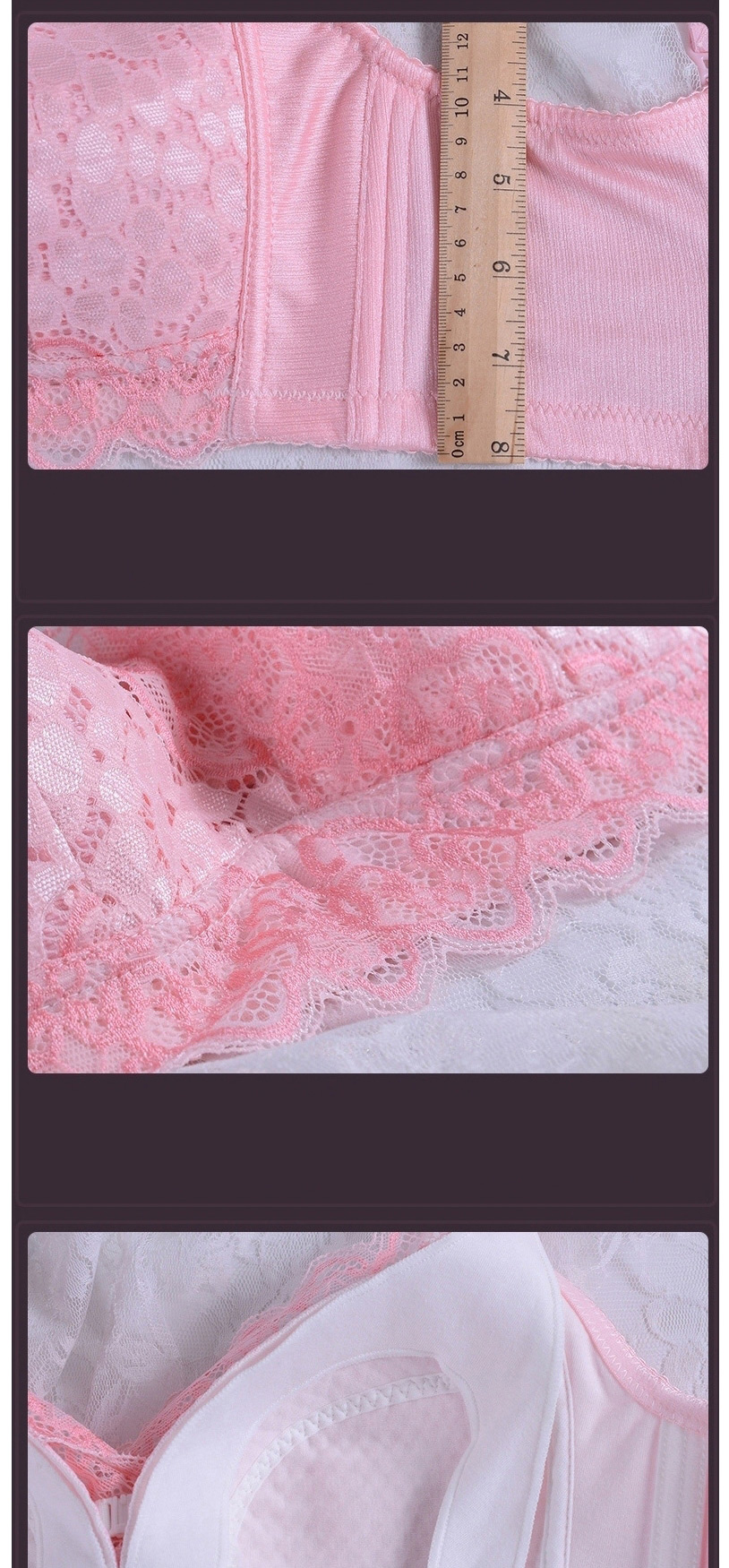 Fashion Pink Honeycomb Mold Cup Breathable Lace Front Buckle Nursing Bra,SLEEPWEAR & UNDERWEAR