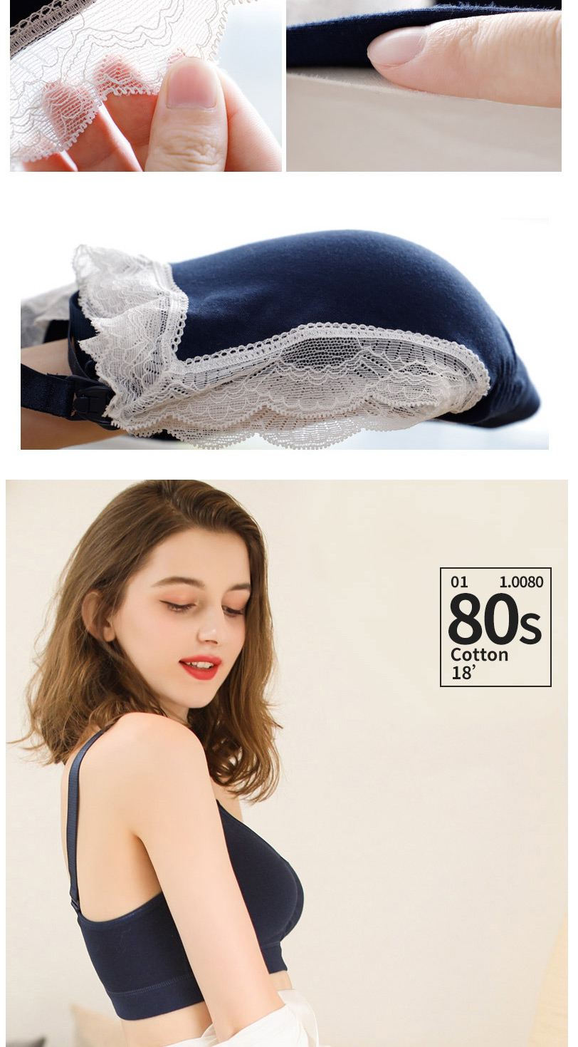 Fashion Lace Blue Non-wire Gathers Cotton Nursing Bra,SLEEPWEAR & UNDERWEAR