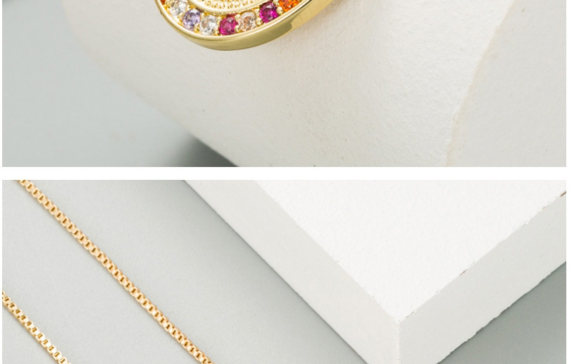 Fashion Color Diamond Oval Virgin Statue Pendant Gold-plated Copper Necklace,Necklaces