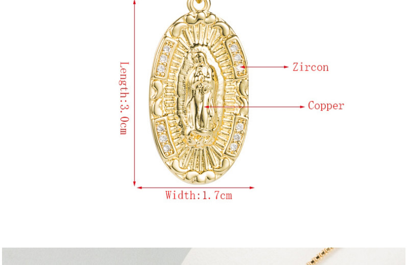 Fashion Gold Color Oval Virgin Mary Pendant Copper Plated 18k Gold Micro-set Zircon Necklace,Necklaces