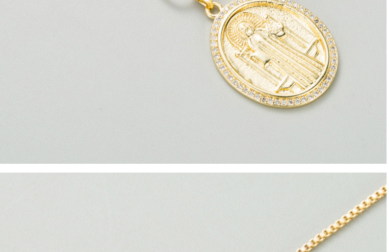Fashion Gold Color Oval Christian Priest Pendant Copper Micro-inlaid Zircon Necklace,Necklaces