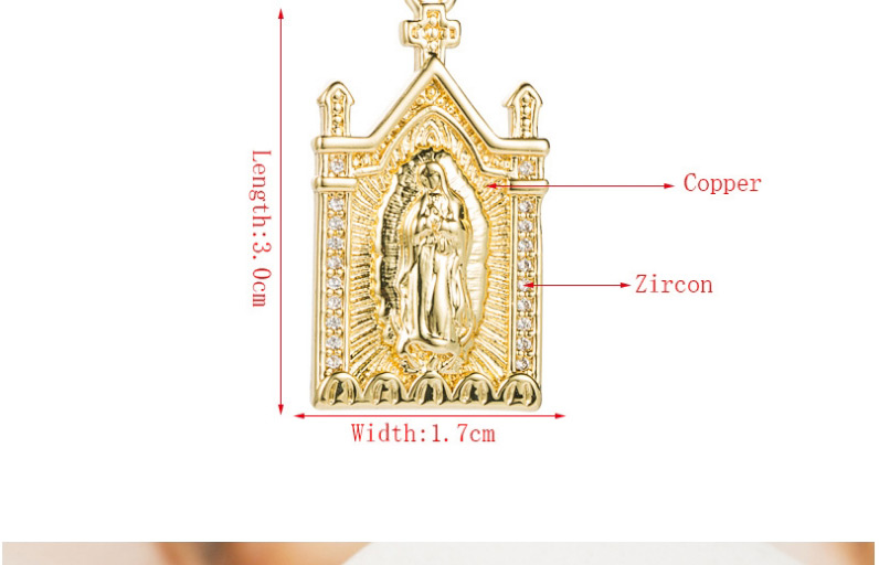 Fashion Gold Color Bronze Plated 18k Gold Micro-set Zircon Virgin Mary Pendant Necklace,Necklaces