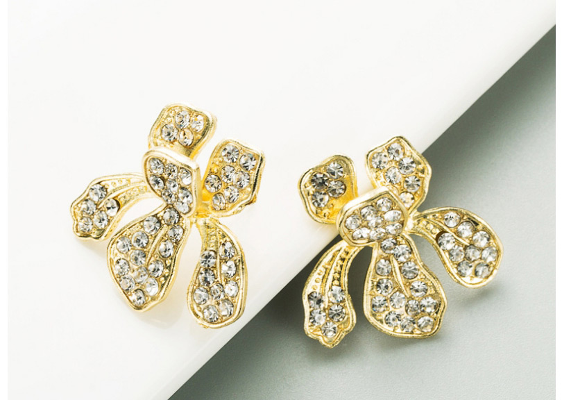 Fashion Gold Color Geometric Alloy Earrings With Rhinestones,Stud Earrings