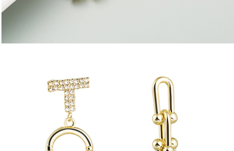 Fashion Gold Color Asymmetrical Alloy Lock Key Diamond Earrings,Drop Earrings