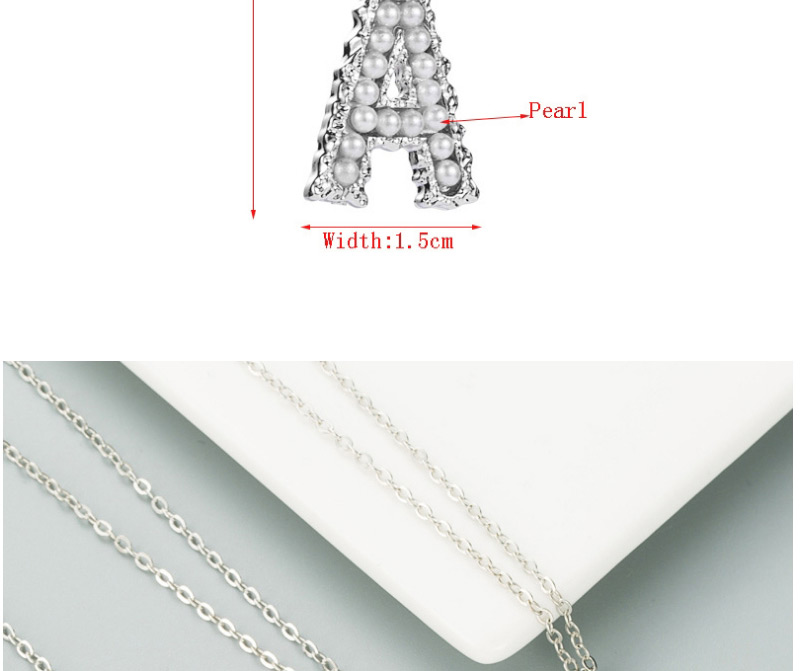 Fashion P Silver Color Alphabet Alloy Inlaid Pearl Necklace,Pendants