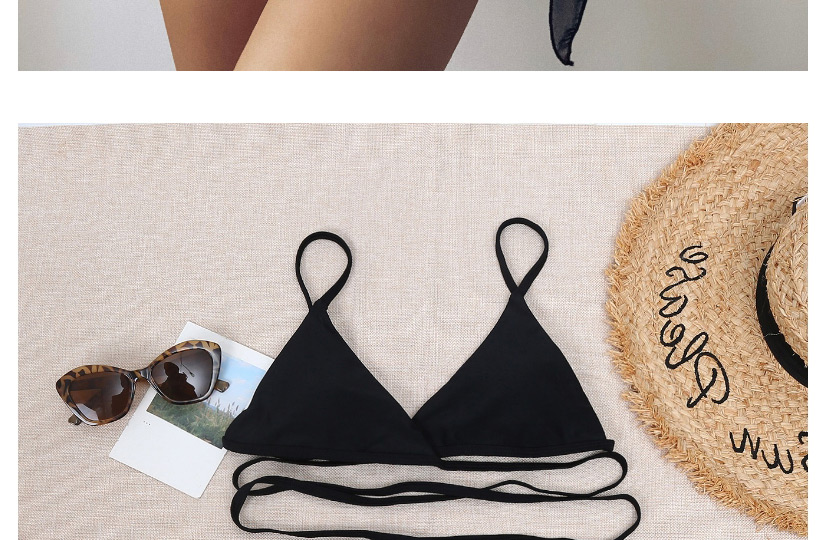 Fashion Black Three-piece Swimsuit With Solid Color Chiffon Hollow Strap Cover Skirt,Sunscreen Shirts