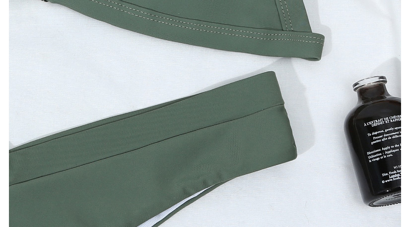 Fashion Dark Green Solid Color Stitching Split Swimsuit,Bikini Sets