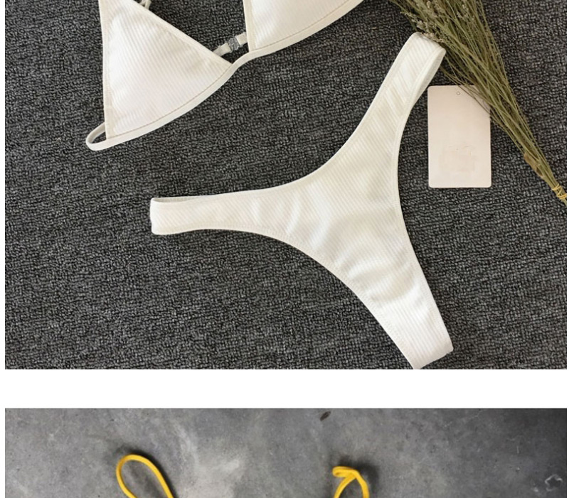 Fashion Yellow Solid Color Pit Strip Thong Split Swimsuit,Bikini Sets