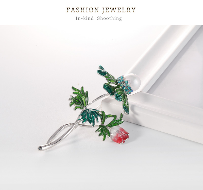Fashion Green Alloy Pearl Flower Brooch,Korean Brooches