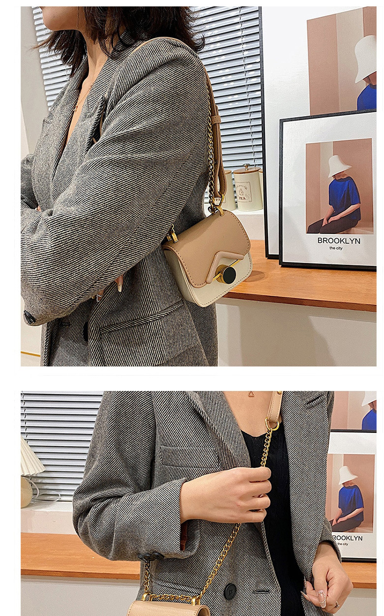 Fashion Brown Childrens One-shoulder Messenger Bag With Chain Lock Flap,Shoulder bags