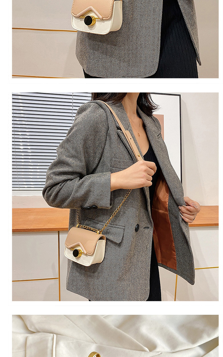 Fashion Khaki Childrens One-shoulder Messenger Bag With Chain Lock Flap,Shoulder bags