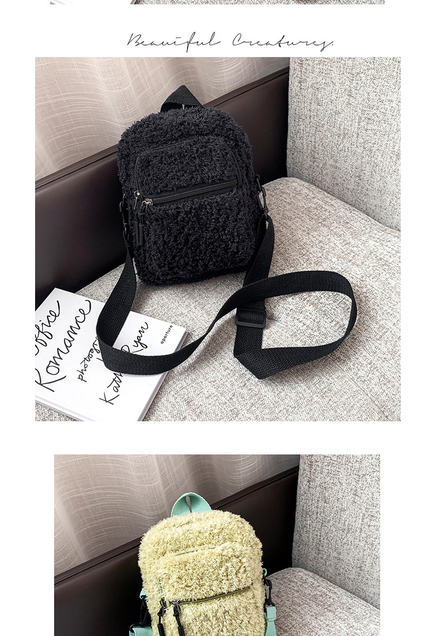 Fashion Black Plush Zipper Solid Color One-shoulder Messenger Bag,Shoulder bags