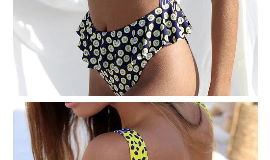 Fashion Purple Bow Print Contrast Color Open Back High Waist One-piece Swimsuit,One Pieces