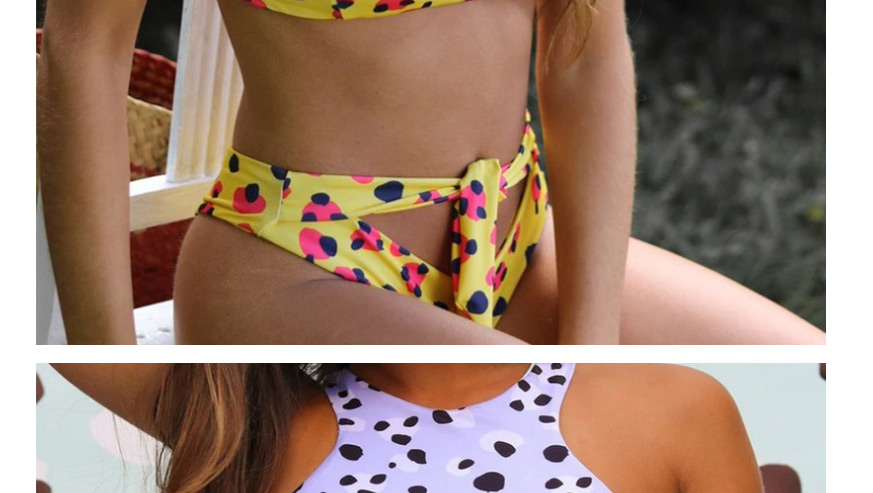 Fashion Pink Leopard Print Open Back Cutout Split Swimsuit,Bikini Sets
