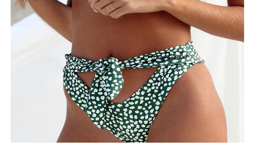 Fashion Green Leopard Print Open Back Cutout Split Swimsuit,Bikini Sets