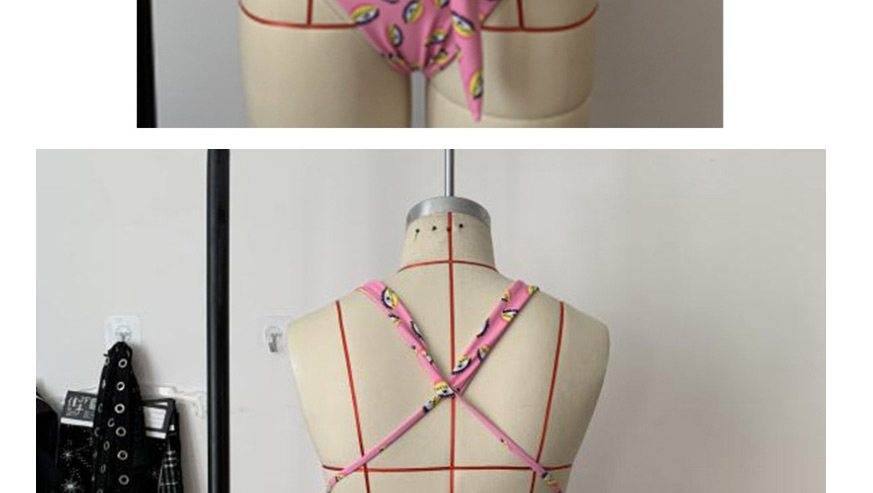 Fashion Pink Leopard Print Open Back Cutout Split Swimsuit,Bikini Sets