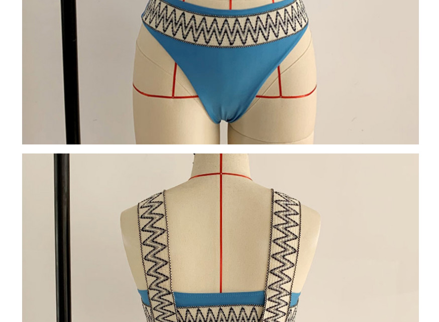 Fashion Black Stretch Panel Stripe Print Split Swimsuit,Bikini Sets
