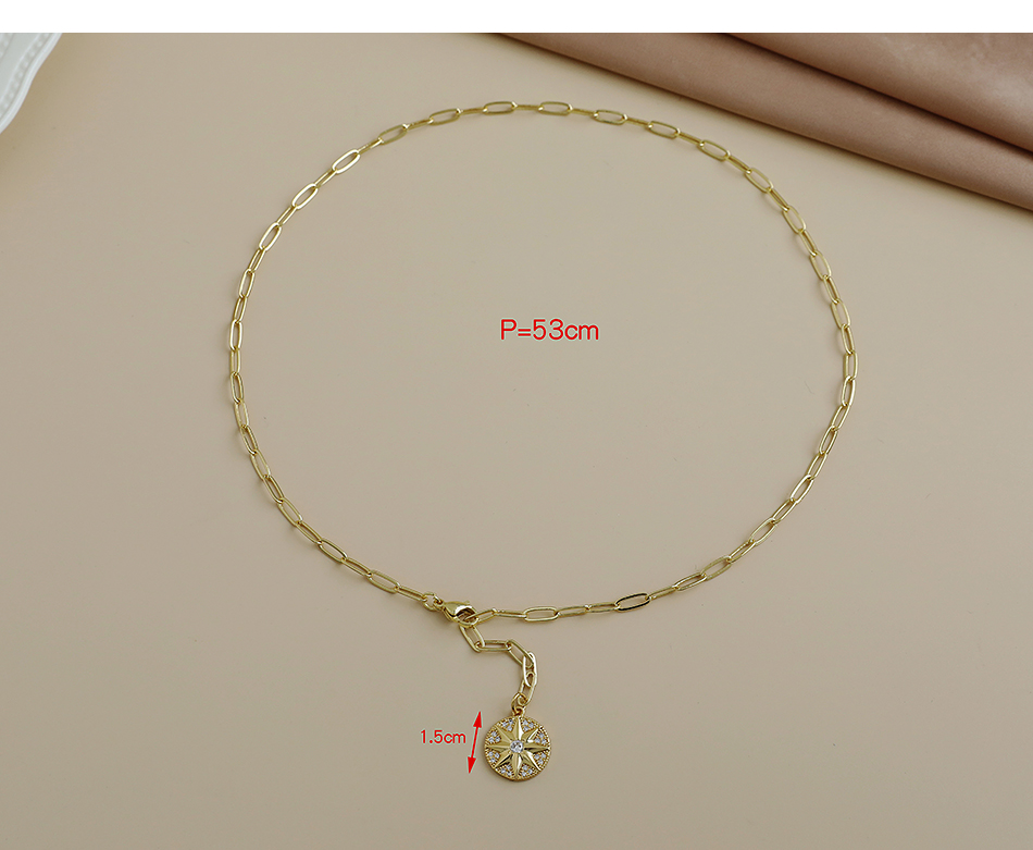 Fashion Golden Copper Inlaid Zircon Thick Chain Y-shaped Pendant Eye Necklace,Necklaces