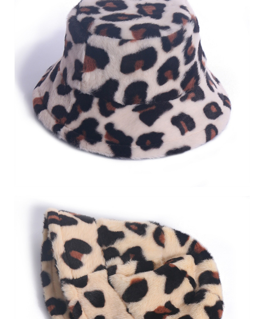 Fashion White Leopard Print Rabbit Fur Fisherman Hat,Beanies&Others