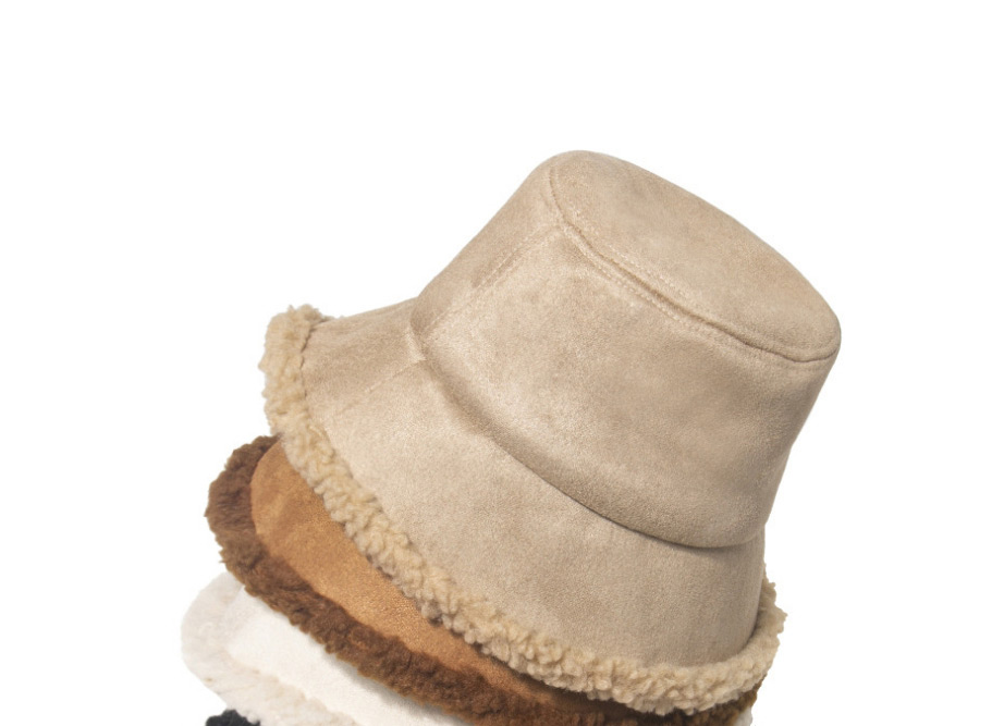 Fashion White Suede Thick Warm Solid Color Fisherman Hat,Beanies&Others