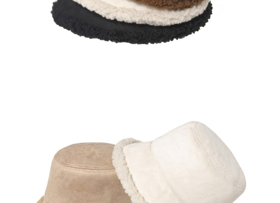 Fashion Beige Suede Thick Warm Solid Color Fisherman Hat,Beanies&Others