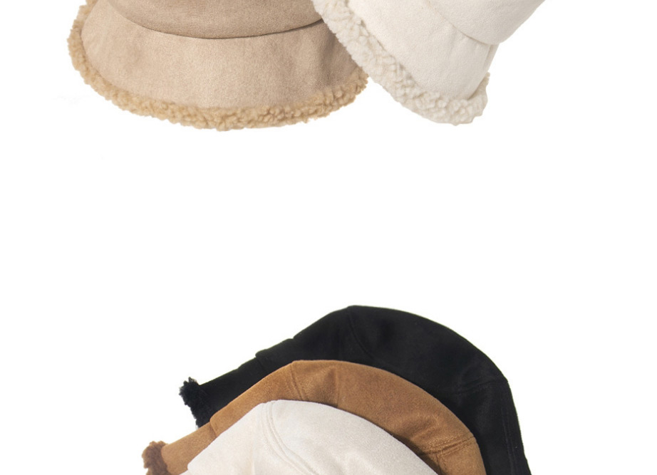 Fashion White Suede Thick Warm Solid Color Fisherman Hat,Beanies&Others