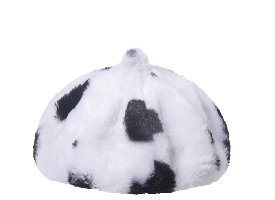 Fashion Big Cow Pattern Letter Cow And Leopard Print Plush Beret,Beanies&Others