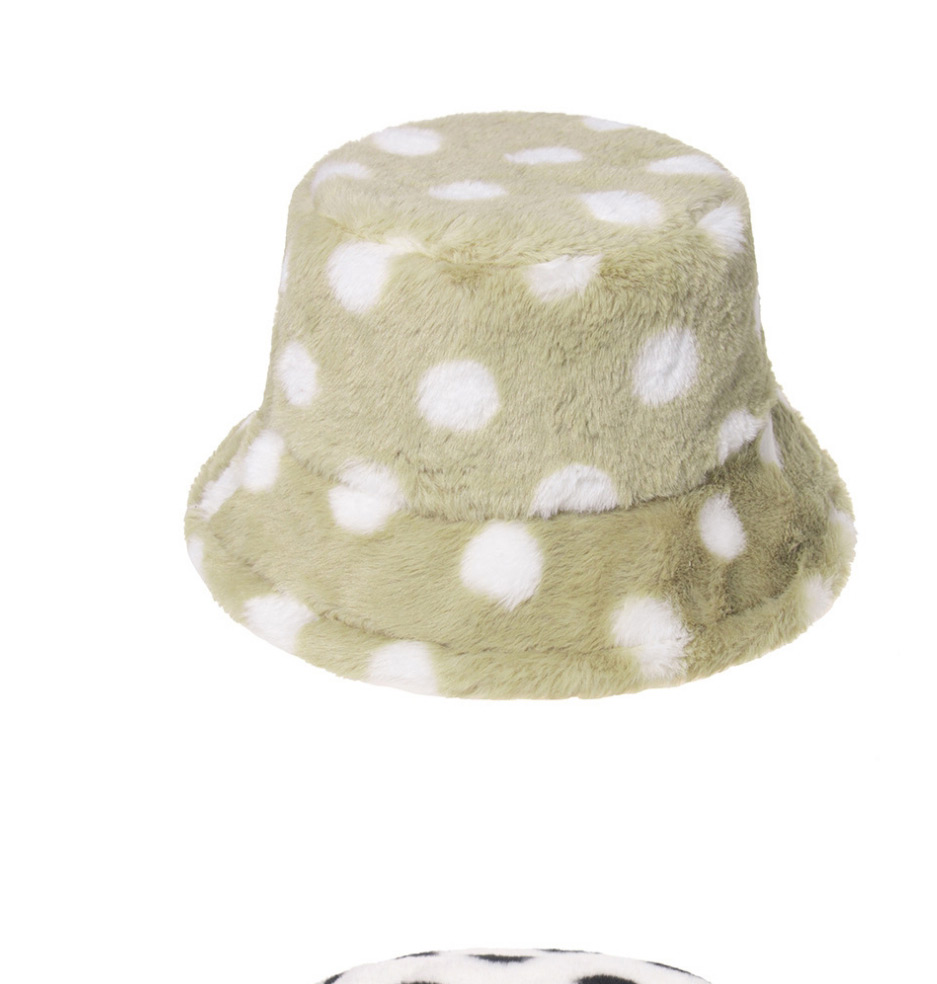 Fashion Beige Dot Print Plush Fisherman Hat,Beanies&Others