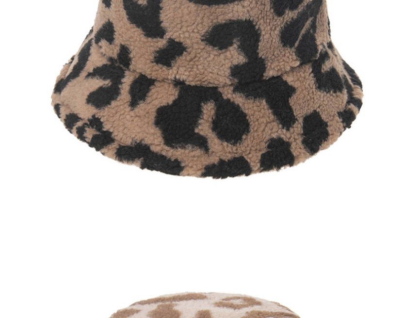 Fashion Brown Lamb Hair And Leopard Print Fisherman Hat,Beanies&Others