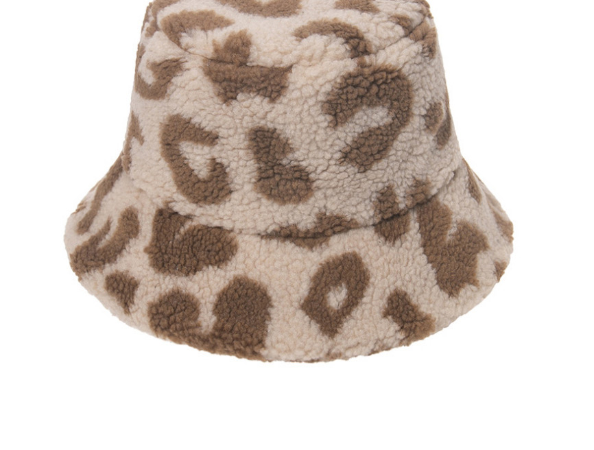 Fashion Brown Lamb Hair And Leopard Print Fisherman Hat,Beanies&Others