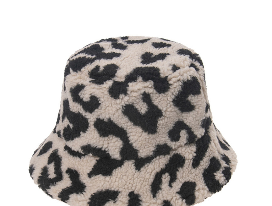 Fashion Light Brown Lamb Hair And Leopard Print Fisherman Hat,Beanies&Others