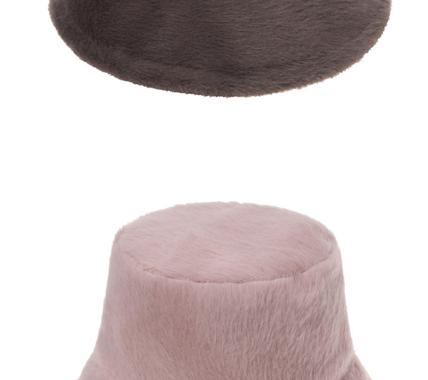 Fashion Brown Thick Mink Pure Color Fisherman Hat,Beanies&Others