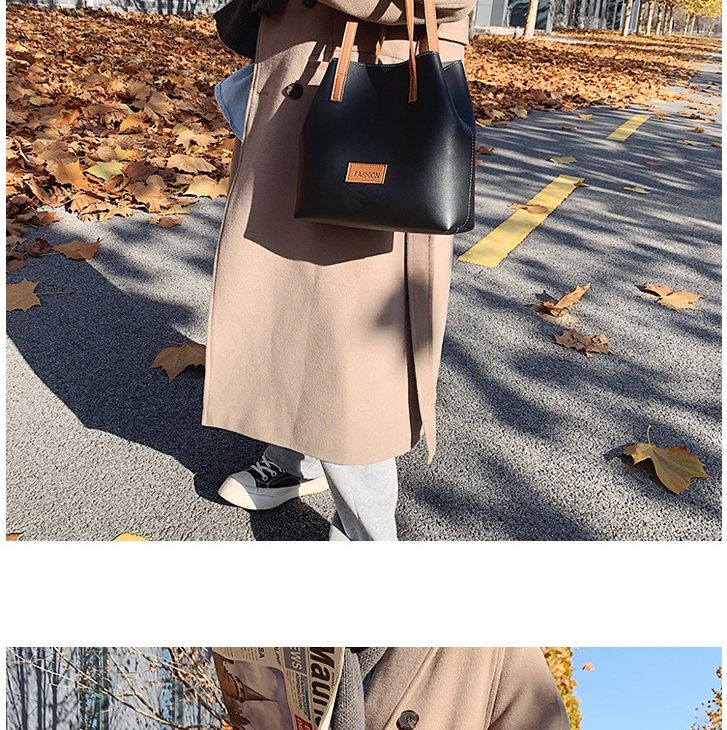 Fashion Coffee Color Stitching Contrast Letter Logo Single Shoulder Messenger Bag,Shoulder bags