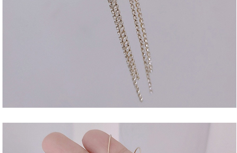 Fashion Bowknot Micro-set Zircon Tassel Geometric Earrings,Drop Earrings