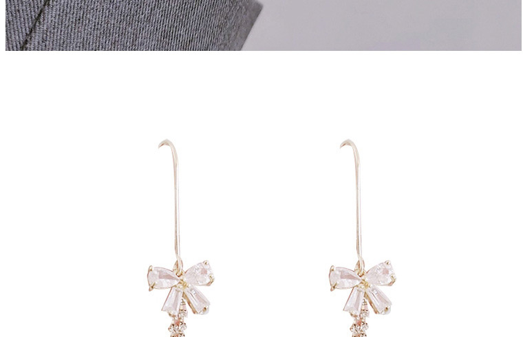 Fashion Bowknot Micro-set Zircon Tassel Geometric Earrings,Drop Earrings