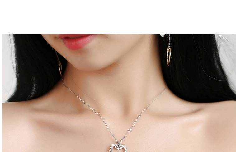 Fashion Golden Micro-inlaid Zircon Heart Pendant Necklace,Pendants