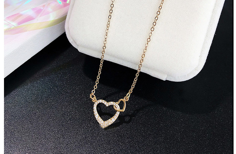 Fashion Silver Micro Diamond Heart Pendant Alloy Necklace,Pendants
