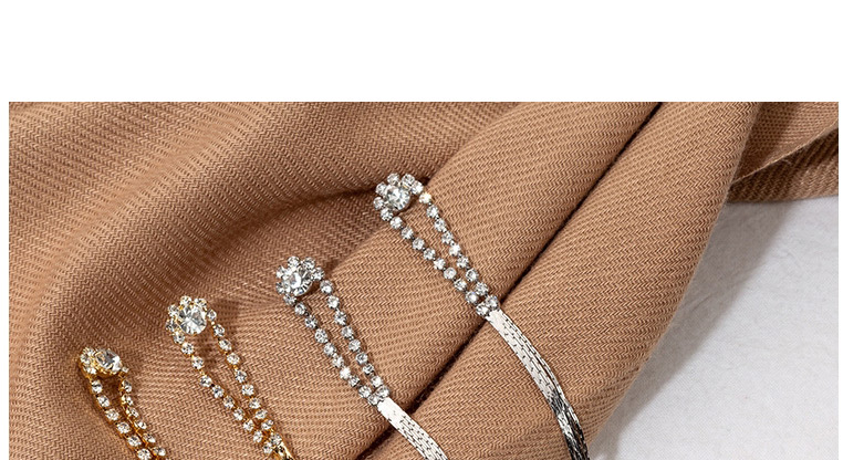 Fashion Silver Diamond Tassel Alloy Geometric Earrings,Drop Earrings