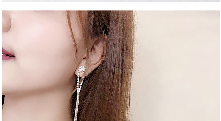 Fashion Silver Diamond Tassel Alloy Geometric Earrings,Drop Earrings