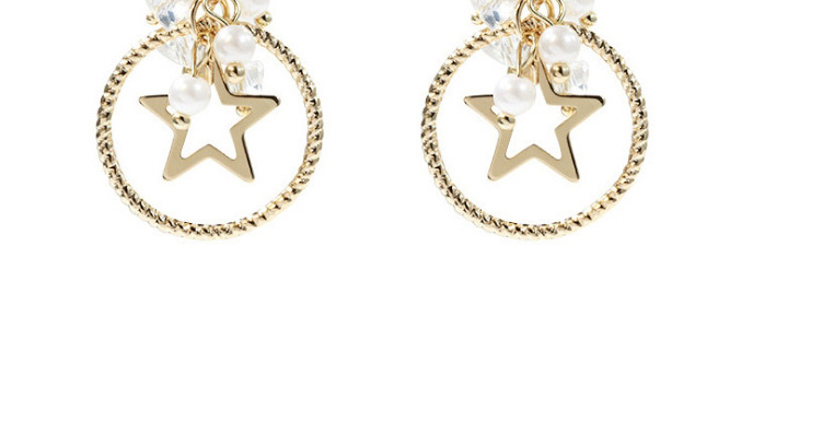 Fashion Golden Crystal Tassel Star Circle Zircon Earrings,Drop Earrings